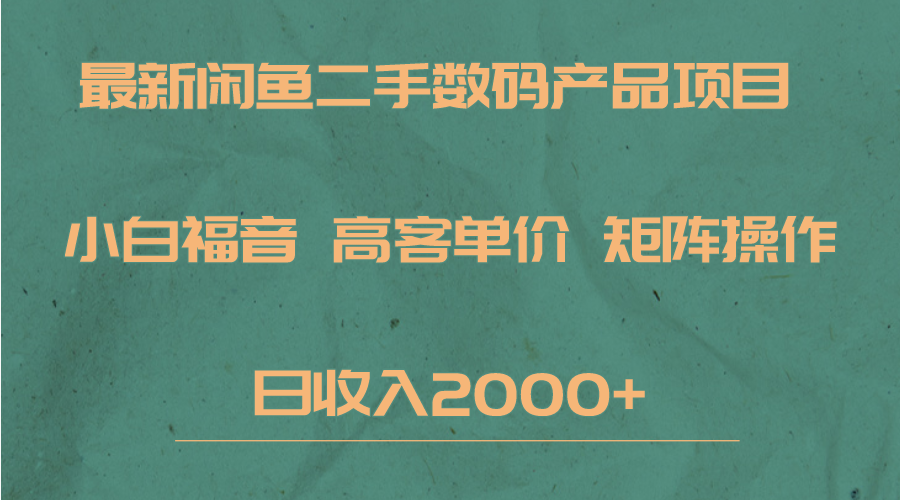 最新闲鱼二手数码赛道,小白福音,高客单价,矩阵操作,日收入2000+(“小白福音最新闲鱼二手数码赛道操作指南及日收入2000+实战经验分享”)-AIGC资源中心