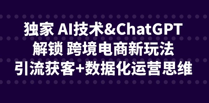 [跨境电商]独家AI技术&ChatGPT解锁跨境电商新玩法,引流获客+数据化运营思维-AIGC资源中心
