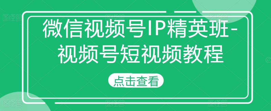 微信视频号IP精英班-视频号短视频教程-AIGC资源中心
