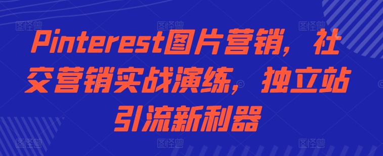 Pinterest图片营销,社交营销实战演练,独立站引流新利器-AIGC资源中心