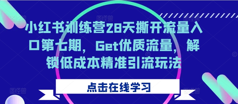 小红书训练营28天撕开流量入口第七期,Get优质流量,解锁低成本精准引流玩法-AIGC资源中心