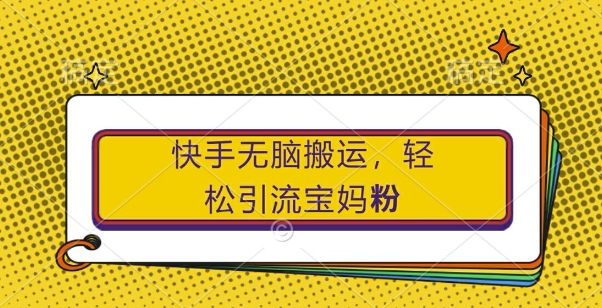 快手无脑搬运,轻松引流宝妈粉,纯小白轻松上手-AIGC资源中心