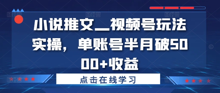小说推文—视频号玩法实操,单账号半月破5000+收益-AIGC资源中心