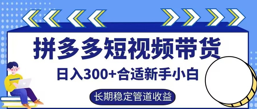 拼多多短视频带货日入300+有长期稳定被动收益,合适新手小白-AIGC资源中心