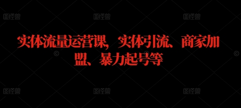 实体流量运营课,实体引流、商家加盟、暴力起号等-AIGC资源中心
