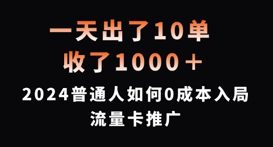 一天出了10单,收了1000+,2024普通人如何0成本入局流量卡推广-AIGC资源中心
