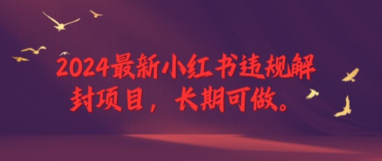2024最新小红书违规解封项目,长期可做,一个可以做到退休的项目-AIGC资源中心