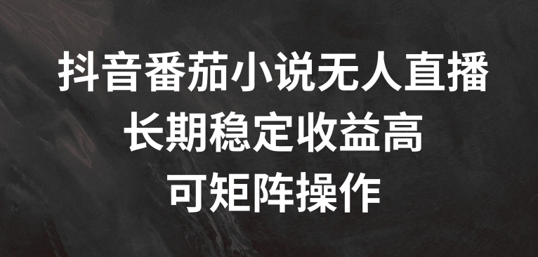 抖音番茄小说无人直播,长期稳定收益高,可矩阵操作-AIGC资源中心
