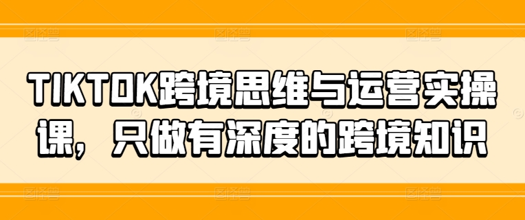 TIKTOK跨境思维与运营实操课,只做有深度的跨境知识-AIGC资源中心