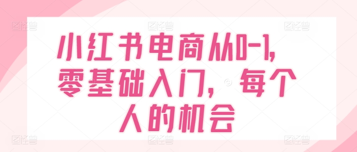 小红书电商从0-1,零基础入门,每个人的机会-AIGC资源中心