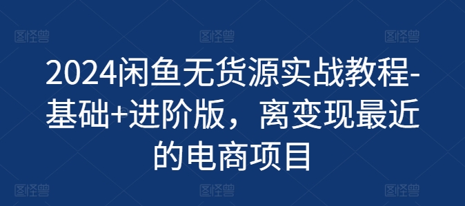 2024闲鱼无货源实战教程-基础+进阶版,离变现最近的电商项目-AIGC资源中心