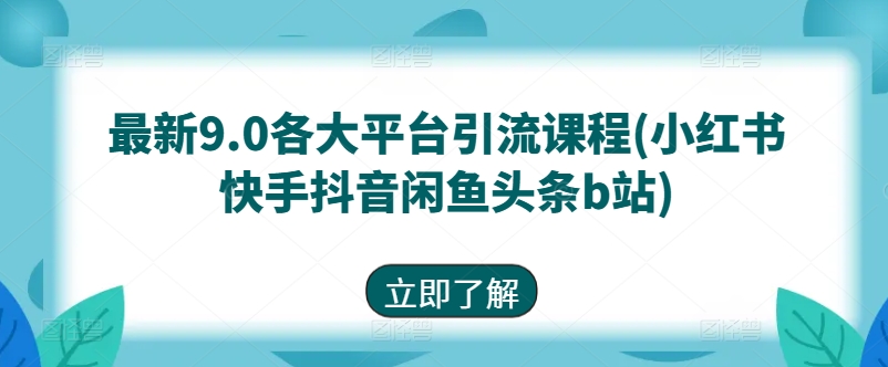 最新9.0各大平台引流课程(小红书快手抖音闲鱼头条b站)-AIGC资源中心