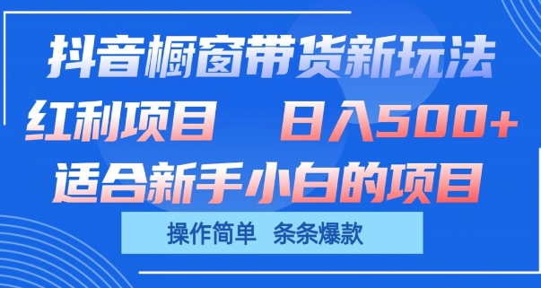 抖音橱窗带货新玩法,单日收益几张,操作简单,条条爆款-AIGC资源中心