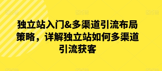 独立站入门&多渠道引流布局策略,详解独立站如何多渠道引流获客-AIGC资源中心