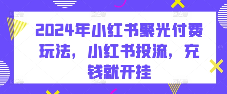2024年小红书聚光付费玩法,小红书投流,充钱就开挂-AIGC资源中心