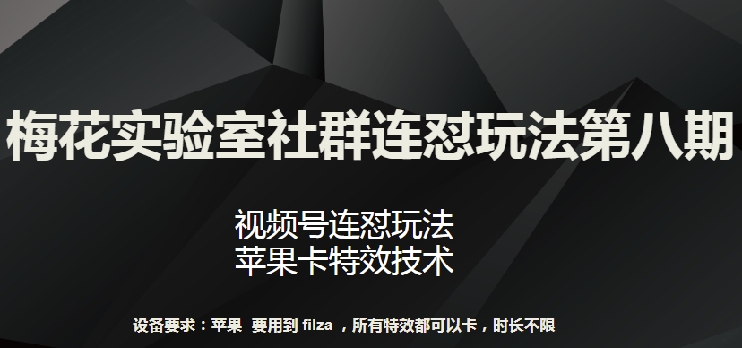 梅花实验室社群连怼玩法第八期,视频号连怼玩法苹果卡特效技术-AIGC资源中心