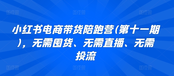 小红书电商带货陪跑营(第十一期),无需囤货、无需直播、无需投流-AIGC资源中心