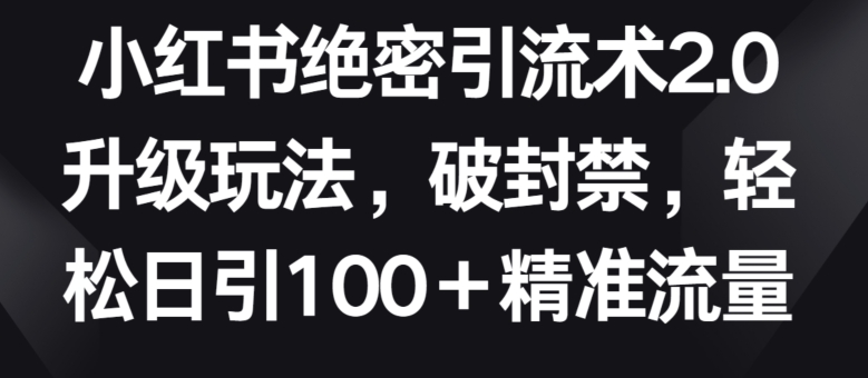 小红书绝密引流术2.0升级玩法,破封禁,轻松日引100+精准流量-AIGC资源中心