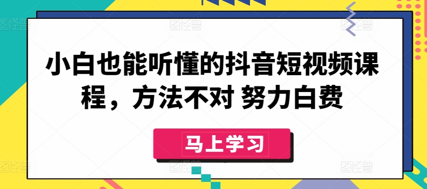 小白也能听懂的抖音短视频课程,方法不对努力白费-AIGC资源中心
