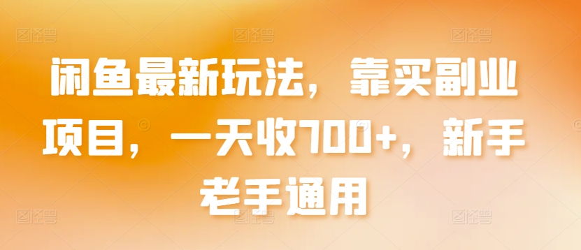 闲鱼最新玩法,靠买副业项目,一天收700+,新手老手通用-AIGC资源中心