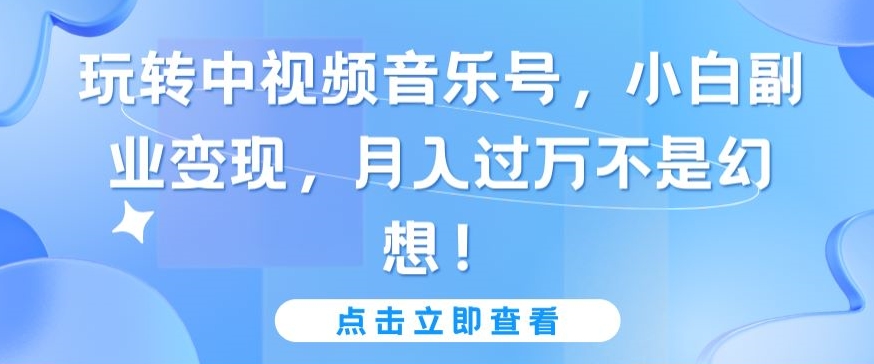 玩转中视频音乐号,小白副业变现,月入过万不是幻想-AIGC资源中心