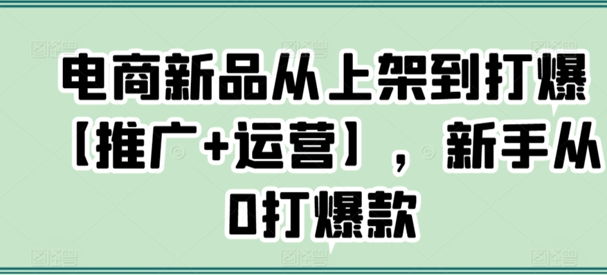 电商新品从上架到打爆【推广+运营】,新手从0打爆款-AIGC资源中心