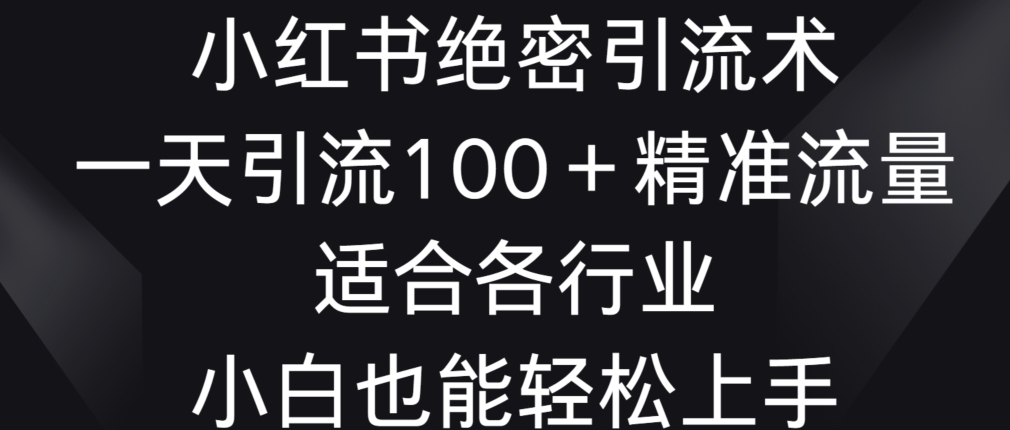 小红书绝密引流术,一天引流100+精准流量,适合各个行业,小白也能轻松上手-AIGC资源中心