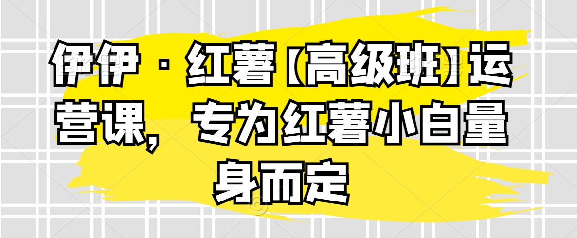 伊伊·红薯【高级班】运营课,专为红薯小白量身而定-AIGC资源中心
