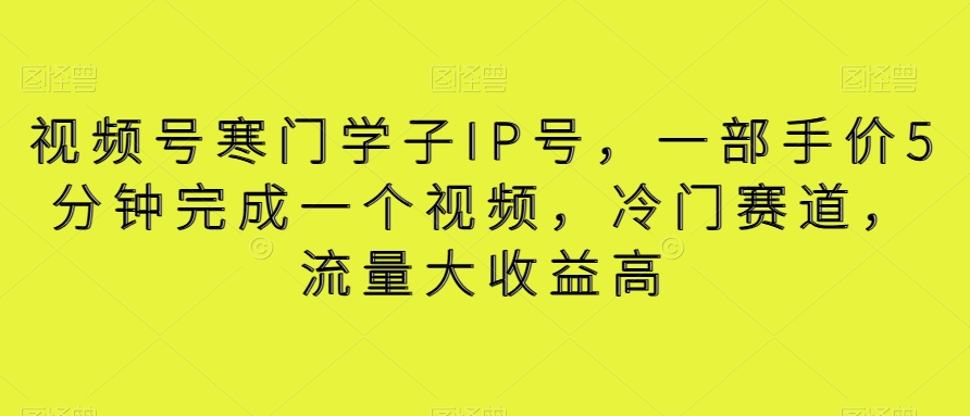 视频号寒门学子IP号,一部手价5分钟完成一个视频,冷门赛道,流量大收益高【揭秘】-AIGC资源中心