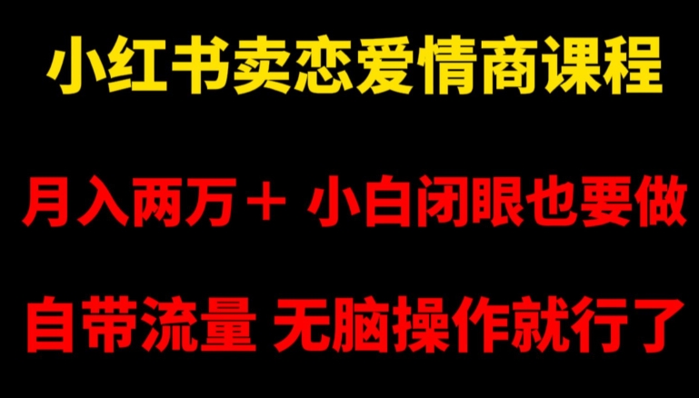 小红书卖恋爱情商课程,月入两万＋,小白闭眼也要做,自带流量,无脑操作就行了【揭秘】-AIGC资源中心