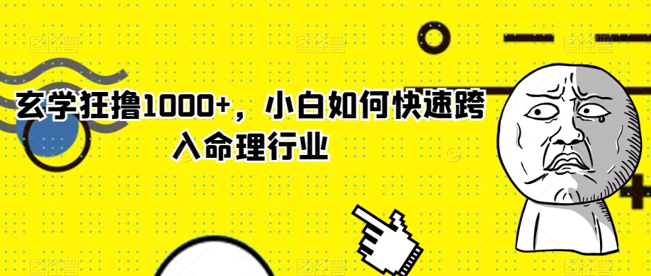 玄学狂撸1000+,小白如何快速跨入命理行业【揭秘】(玄学入门指南小白如何快速成为命理行业专家)-AIGC资源中心