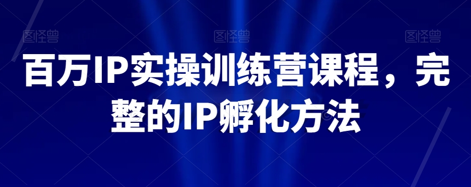 百万IP实操训练营课程,完整的IP孵化方法(探索百万IP实操训练营课程,掌握完整的IP孵化方法)-AIGC资源中心