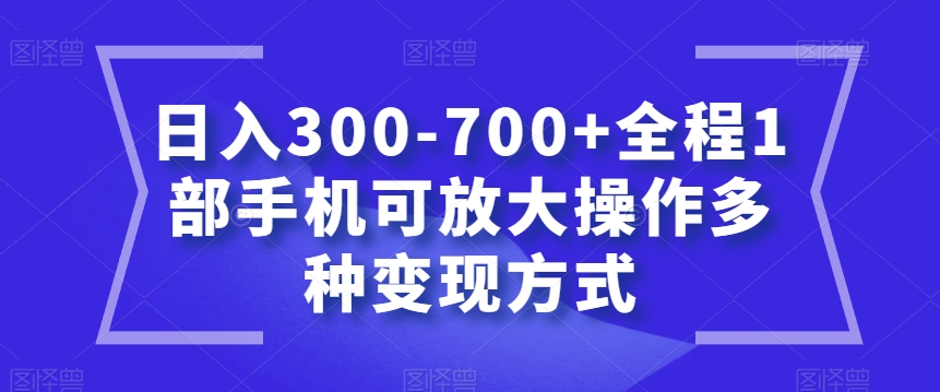 日入300-700+全程1部手机可放大操作多种变现方式【揭秘】(揭秘日入300-700+的聊天赚钱方法)-AIGC资源中心