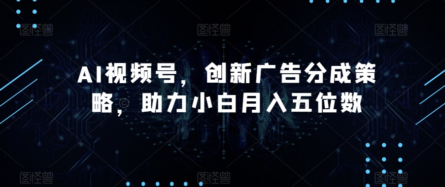 AI视频号,创新广告分成策略,助力小白月入五位数【揭秘】(探索AI视频号广告分成策略,助力小白轻松实现高收入)-AIGC资源中心