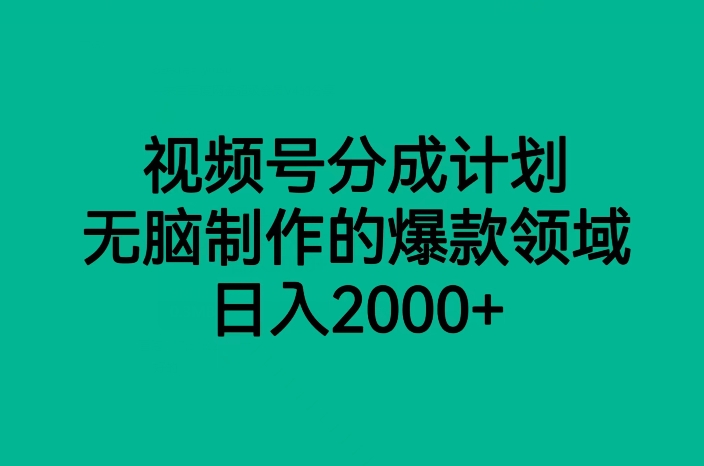 视频号分成计划,无脑制作的爆款领域,日入2000+(探索视频号分成计划无脑制作,日入2000+的蓝海赛道)-AIGC资源中心