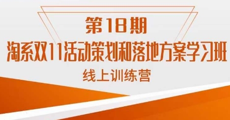 南掌柜·淘系双11活动策划和落地方案线上课18期(深度解析双十一大促策划与执行全攻略)-AIGC资源中心