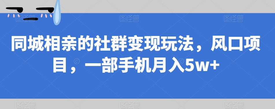 同城相亲的社群变现玩法,风口项目,一部手机月入5w+【揭秘】(揭秘同城相亲社群变现,一部手机也能月入5w+)-AIGC资源中心