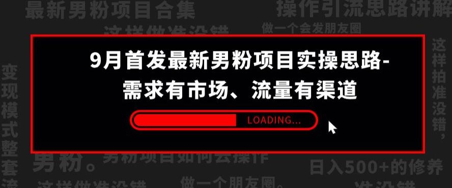 9月首发最新男粉项目实操思路-需求有市场,流量有渠道【揭秘】(深度解析最新男粉项目实操策略及工具应用)-AIGC资源中心