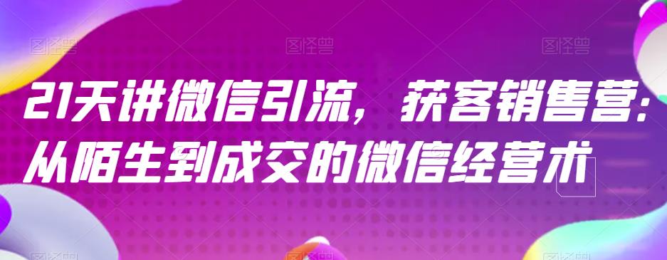 21天讲微信引流获客销售营,从陌生到成交的微信经营术(21天微信引流获客销售营掌握从陌生到成交的微信经营术)-AIGC资源中心