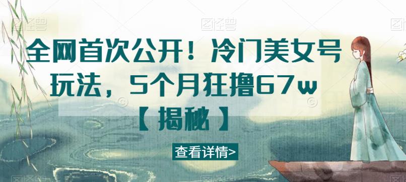 全网首次公开!冷门美女号玩法,5个月狂撸67w【揭秘】(揭秘冷门美女号玩法5个月狂赚67万)-AIGC资源中心