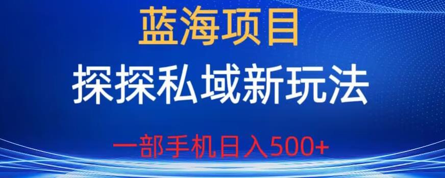 蓝海项目,探探私域新玩法,一部手机日入500+很轻松【揭秘】(揭秘探探私域新玩法轻松实现日入500+)-AIGC资源中心
