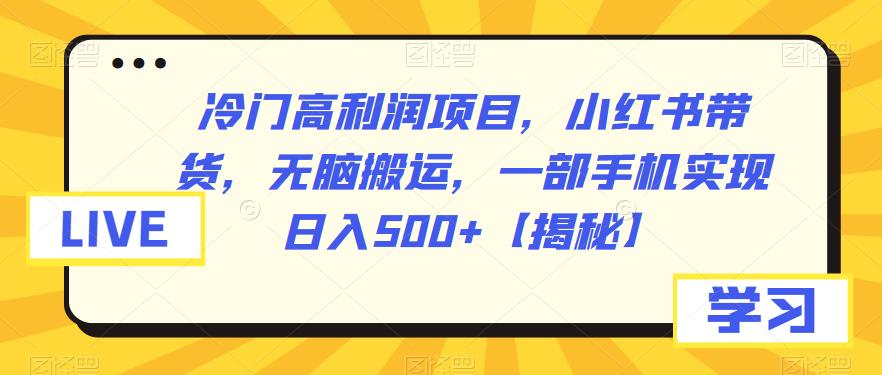 冷门高利润项目,小红书带货,无脑搬运,一部手机实现日入500+【揭秘】(揭秘小红书上的冷门高利润项目无脑搬运也能日入500+)-AIGC资源中心