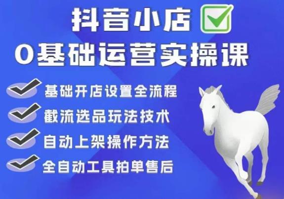 白马电商·0基础抖店运营实操课,基础开店设置全流程,截流选品玩法技术(白马电商0基础抖店运营实操课全面掌握抖店运营技巧,助力电商事业腾飞)-AIGC资源中心