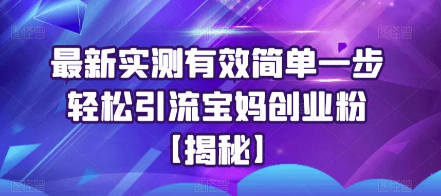 最新实测有效简单一步轻松引流宝妈创业粉【揭秘】(揭秘最新实测有效的宝妈创业粉引流方法)-AIGC资源中心