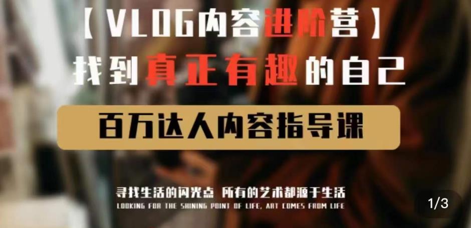 vlog内容进阶营,找到真正有趣的自己,百万达人内容指导课(VLDGvlog内容进阶营探索vlog制作的奥秘,成为百万达人)-AIGC资源中心