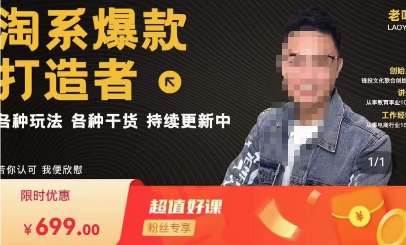锋投老叶全店动销,淘系干货汇总,各种玩法,淘系爆款打造者(锋投老叶全店动销课程详解)-AIGC资源中心