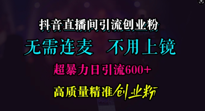 抖音直播间引流创业粉,无需连麦、无需上镜,超暴力日引流600+高质量精准创业粉-AIGC资源中心