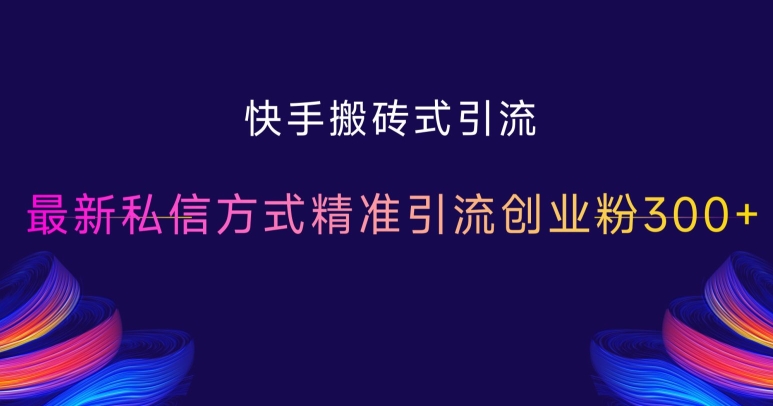 快手搬砖式引流,最新私信方式精准引流创业粉300+-AIGC资源中心