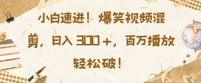 小白速进,爆笑视频混剪,日入3张,百万播放轻松破-AIGC资源中心