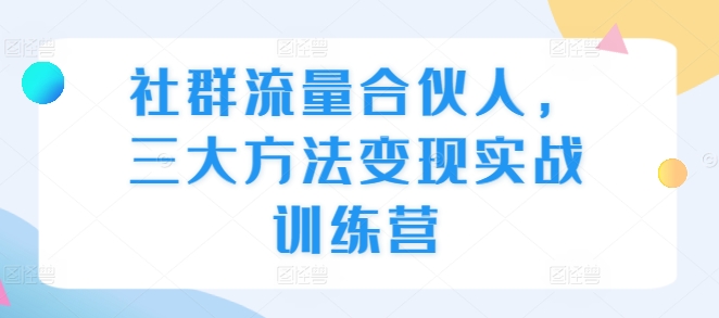 社群流量合伙人,三大方法变现实战训练营-AIGC资源中心
